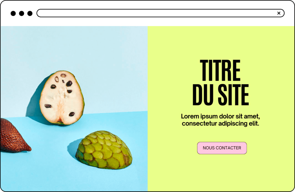 Section d'en-tête d'une page page d'accueil de site internet