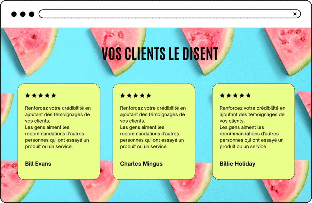 Section Preuve Sociale d'une page page d'accueil de site internet