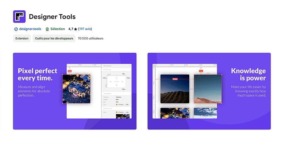 Présentation de l'extension Designer Tools sous Chrome