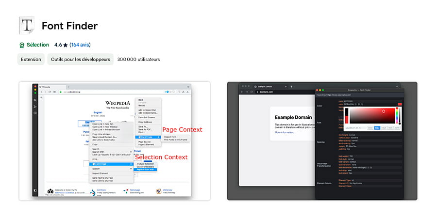 Présentation de l'extension Font Finder sous Chrome