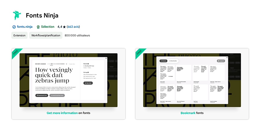 Présentation de l'extension Fonts Ninja sous Chrome