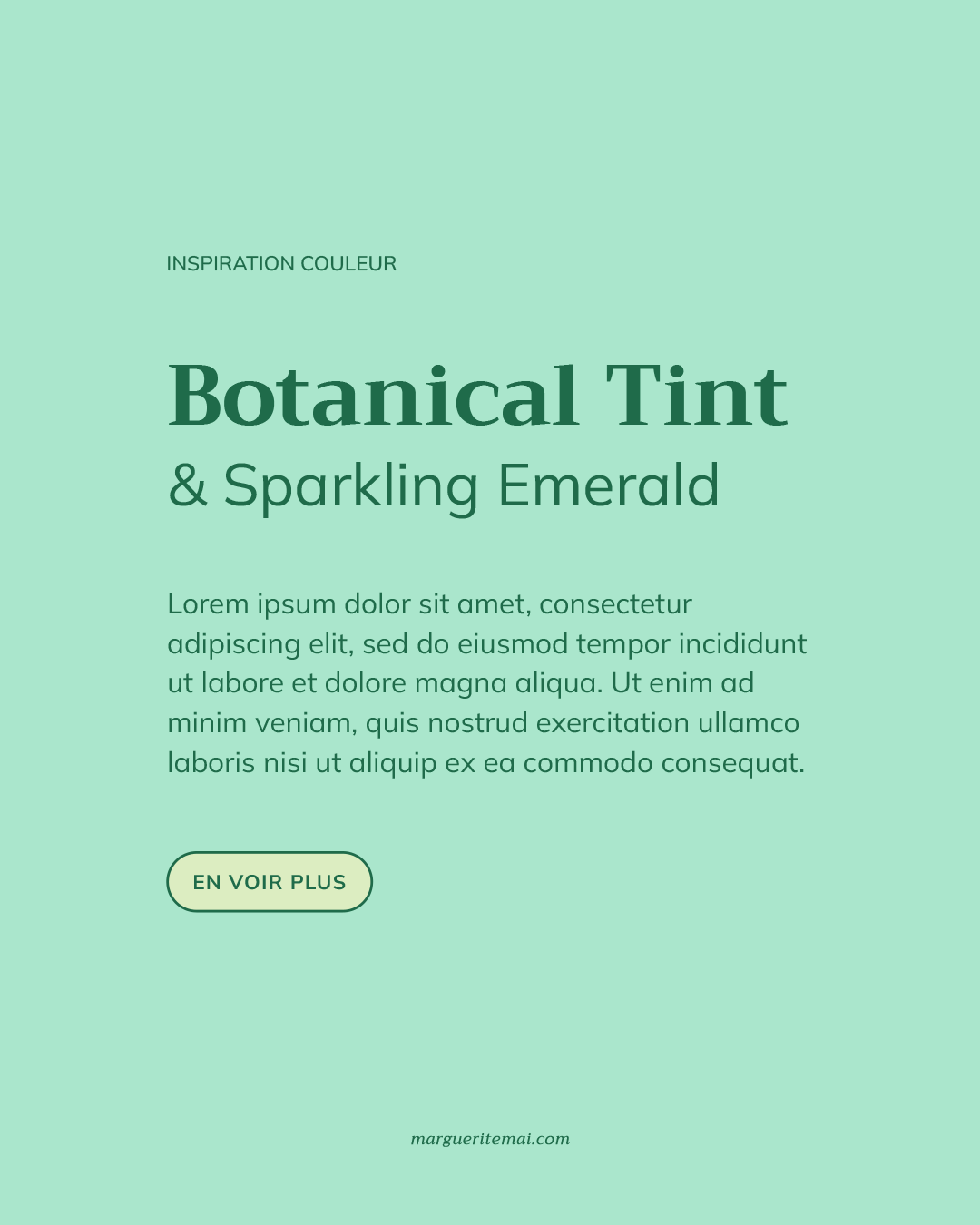Association de couleurs pour un site web, texte Vert foncé #1F6B4A sur fond Vert d’eau #AAE6CC