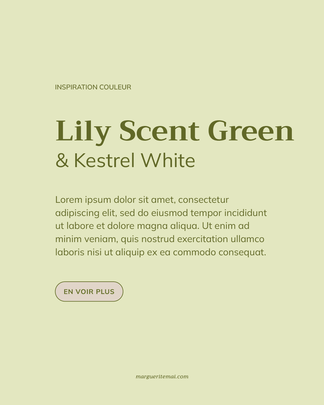 Association de couleurs pour un site web vert pâle #E3E7C0 et Beige rosé #E1D5C9