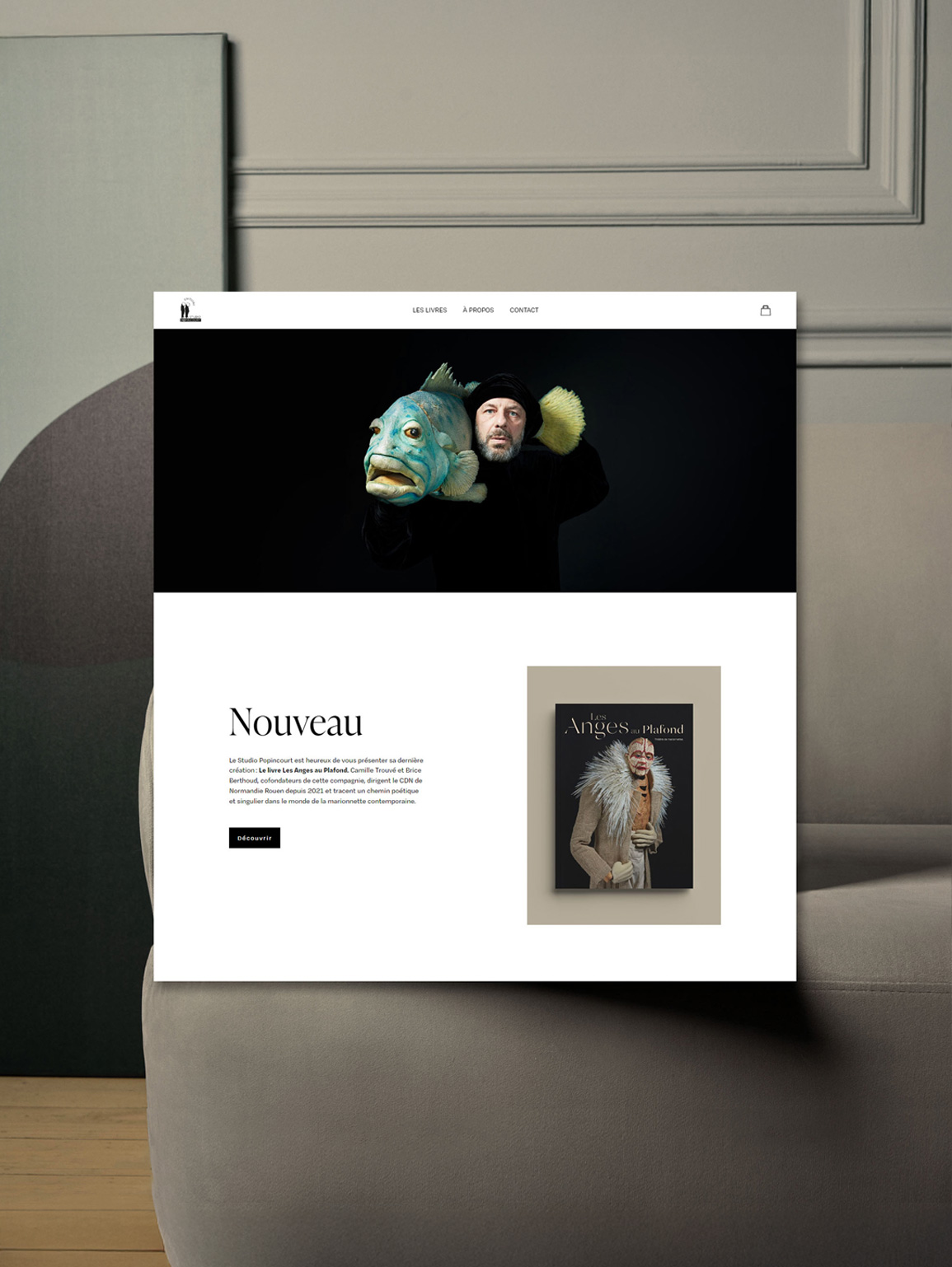 Vue de la page d’accueil du site internet esthétique conçu sous Squarespace pour les Éditions Studio Popincourt.