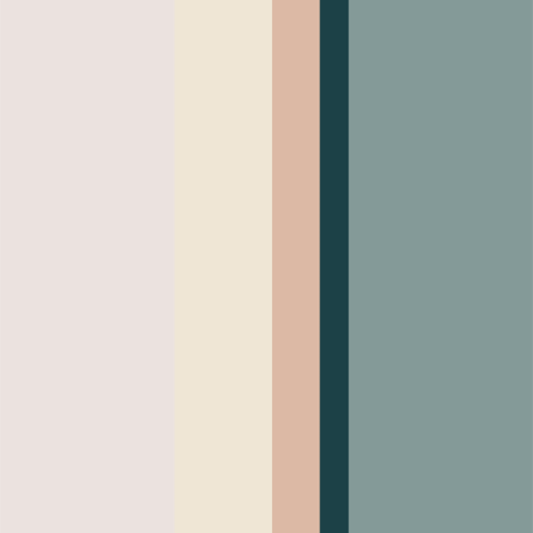 Palette de couleurs sourdes beiges et vertes, inspirée par l'automne