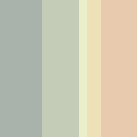 Palette de couleurs vert, jaune et pêche
